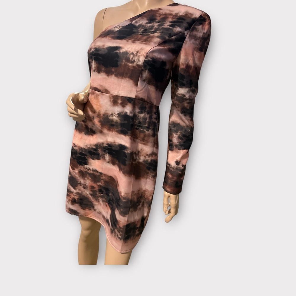 Molly Brachen Premium Brown Ice Maiden One Shoulder Cocktail Dress